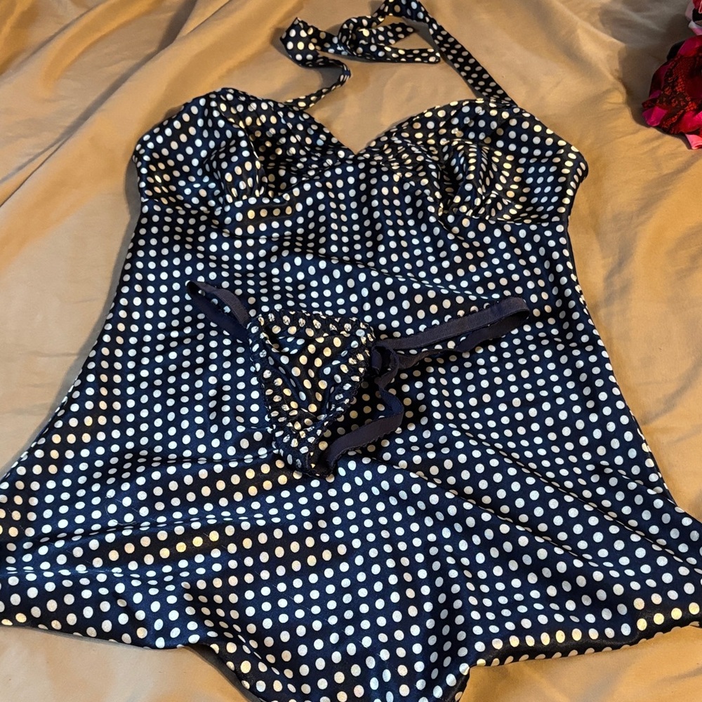 Elegant Moments Navy Polka Dot Chemise